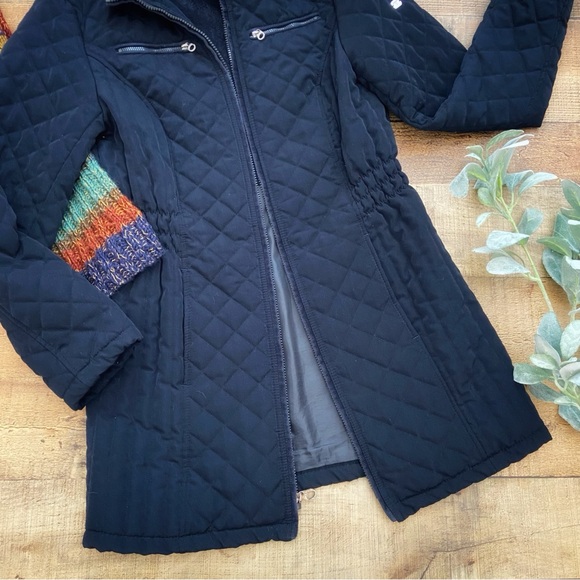 Long NAVY BLUE Zip Up Soft Quilted Coat by Laundry by Design - Picture 3 of 12